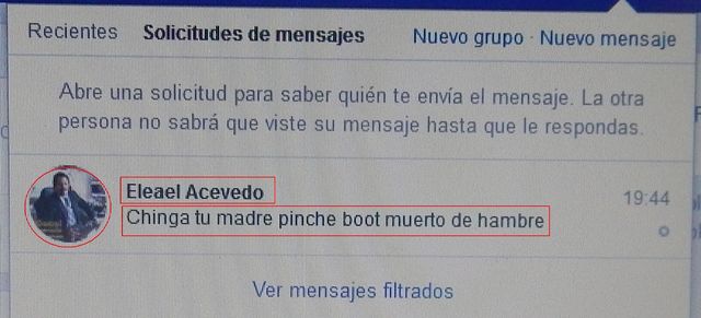 Eleael Acevedo Veláquez ataca a usuarios de Redes Sociales de Facebook, Twitter y otras.