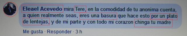 Eleael Acevedo Veláquez ataca a usuarios de Redes Sociales de Facebook, Twitter y otras.